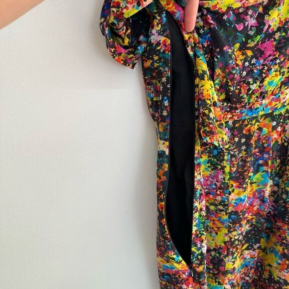 SALONI Women’s Tricia One Shoulder Multicolor Floral Crepe Mini Dress - Picture 9 of 11